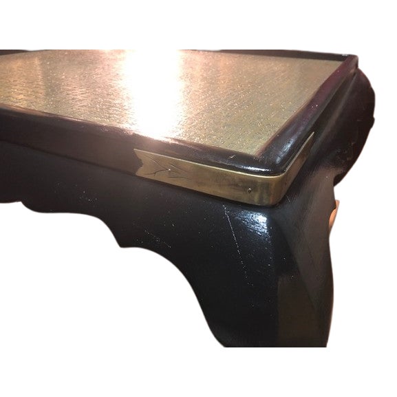 This rare Asian coffee table features intricate etching chinese writing on surface and legs in the shape of opium legs,...