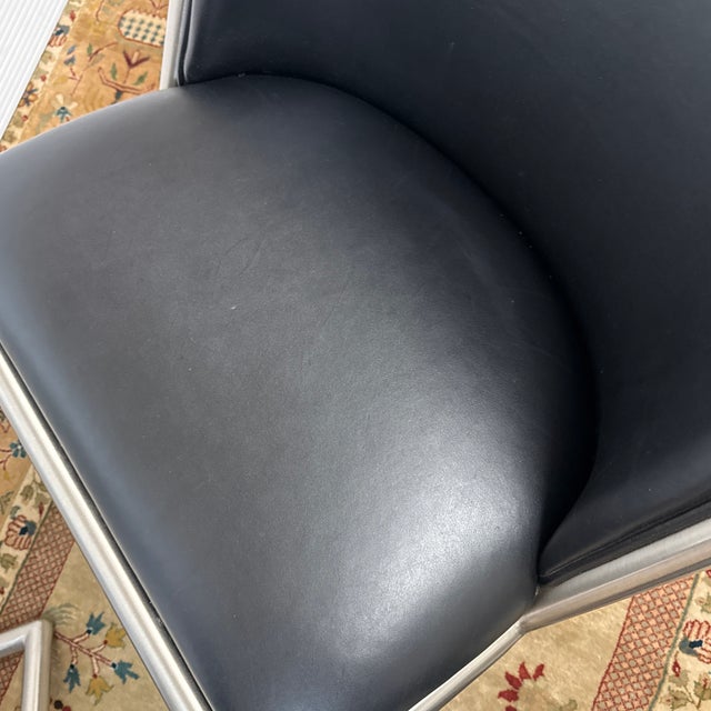 Ward Bennett for Brickel Associates Leather Scissor Chairs, Pair For Sale - Image 12 of 12