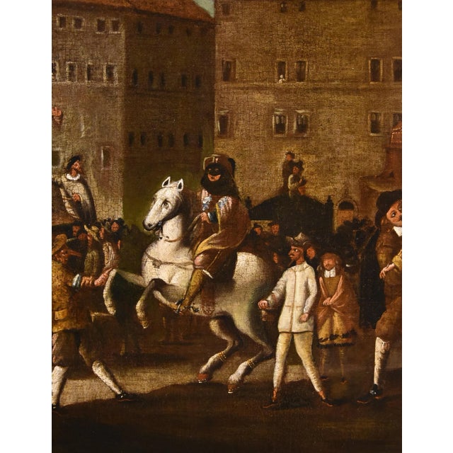 Workshop of Michelangelo Cerquozzi, Carnevale a Roma in Piazza Navona, 1650, Oil on Canvas For Sale - Image 6 of 14