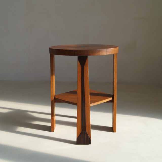Dutch Art Deco Amsterdam School Occasional Table in Oak and Macassar, 1920s For Sale - Image 3 of 16