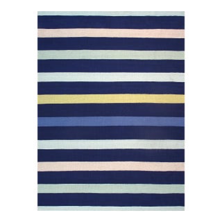 Hampton Flatweave Blue Area Rug- 9' 9" X 13' 9" For Sale