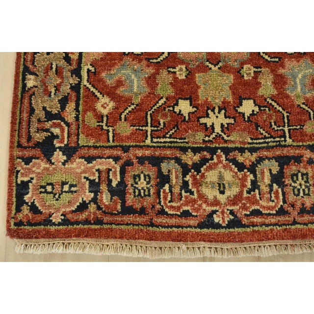 Heriz Runner 2’6” X 7’11” Red Wool Tribal Hand-Knotted Oriental Rug For Sale - Image 9 of 12