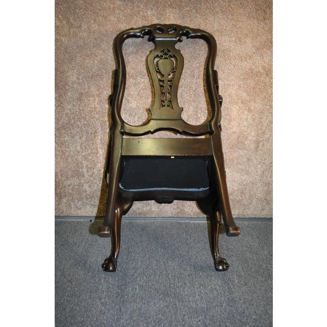 Brown Carved Mahogany Armchair Antique Queen Anne Georgian Shell Motif Accent For Sale - Image 8 of 13