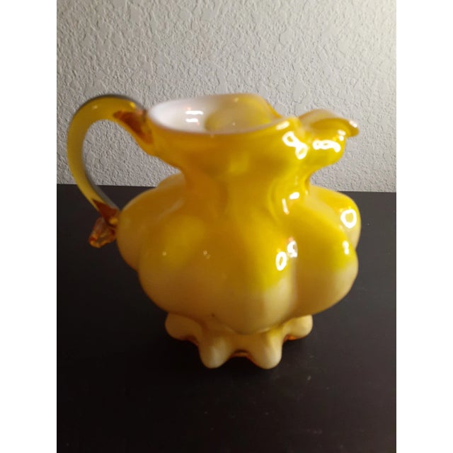 Yellow Vintage Kanawha Yellow Cased Glass Miniature Pitcher For Sale - Image 8 of 10