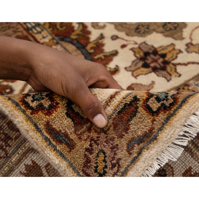 Ivory Cream Persian Tabriz Soft Hand Knotted Wool Rug 5x7Ft. For Sale - Image 17 of 18