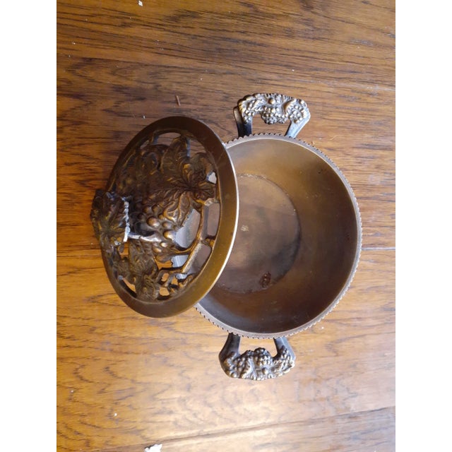 Antique 1880 Ornate Bronze Lidded Pedestal Bowl For Sale - Image 10 of 11