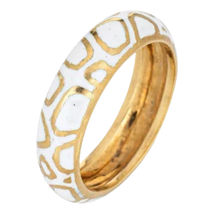 Vintage Cartier White Enamel Ring Sz 5 18k Yellow Gold Band Signed Jewellery