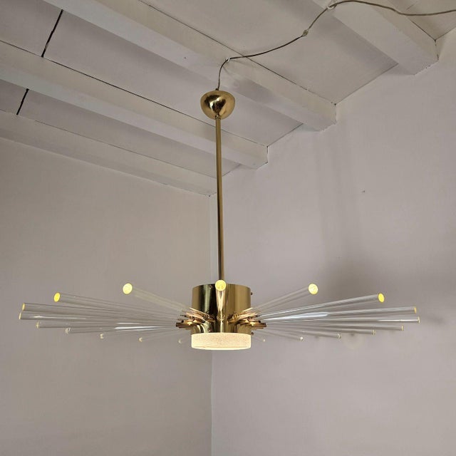 1980s 1980s Mid-Century Modern Transparent Glass Sputnik Chandelier For Sale - Image 5 of 14