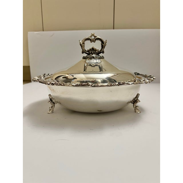 Mid-Century Modern 1940s Mid-Century Modern W & S Blackinton Silverplate Footed Covered Vegetable Casserole Dish - No. 194 For Sale - Image 3 of 9