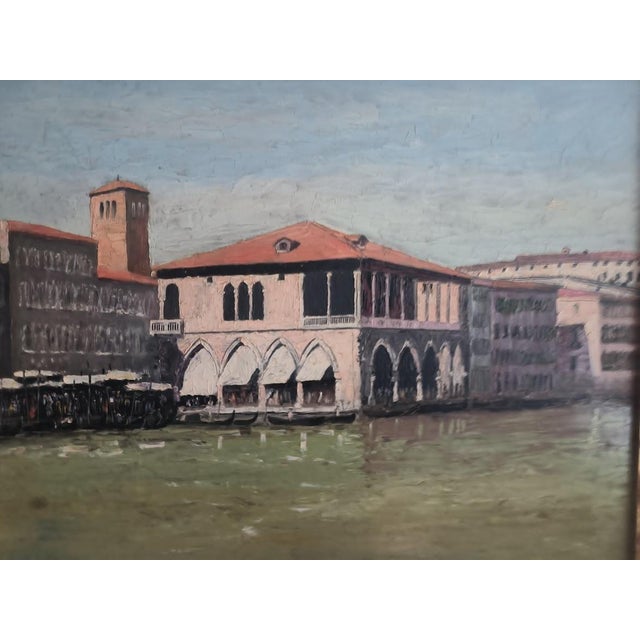 Gino Fiora, Rialto Fishmongers in Venice, Oil on Hardboard For Sale - Image 4 of 5