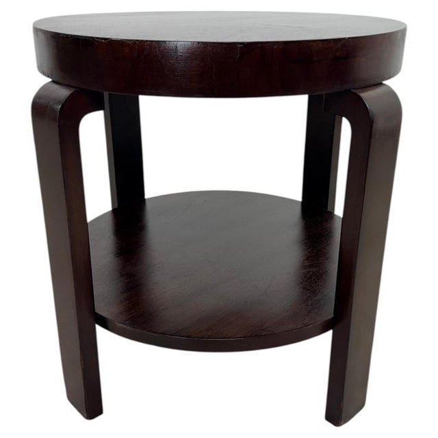 Art Deco Round Bentwood Side Table with Shelf by Thonet Mundus, 1930s For Sale - Image 12 of 12