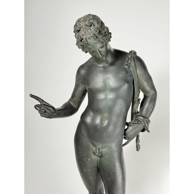 Signed Antique Grand Tour Bronze Model No. 72 Narcissus (Bacchus) Sculpture from Fonderia Artistica Sommer, Naples, 1890-1910 For Sale - Image 4 of 13