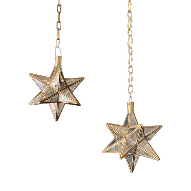 Vintage Star Hanging Lamps, 1970s, Set of 2 For Sale