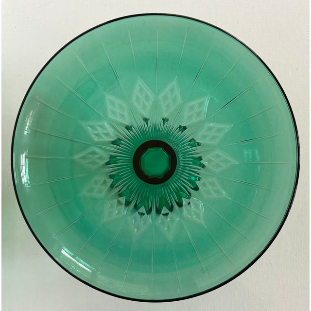 Mid 20th Century Mid 20th Century Canfield Emerald Green Glass Cake Platter by Anchor Hocking For Sale - Image 5 of 6