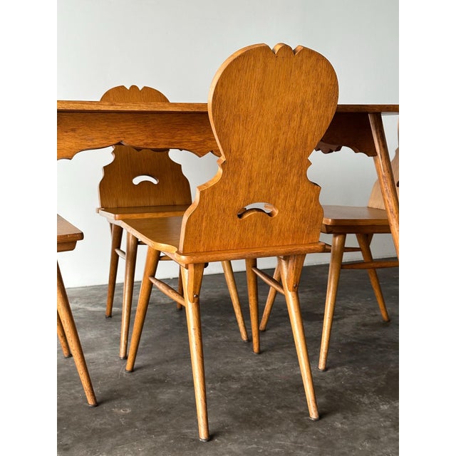 Swiss Alpine Stabelle Oak Dining Set, Mid-Century — Set of 5 For Sale In Greensboro - Image 6 of 18