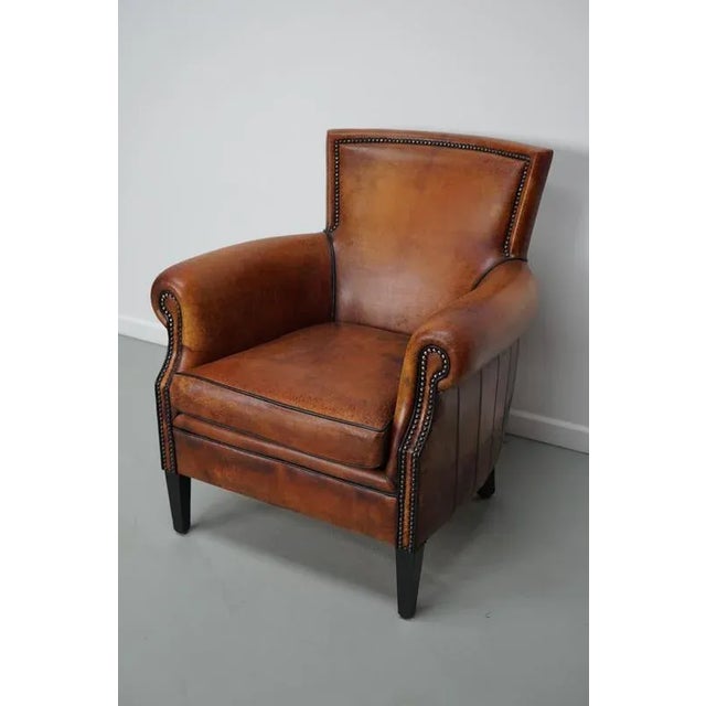 Vintage Dutch Club Chair in Cognac Colored Leather For Sale - Image 10 of 14