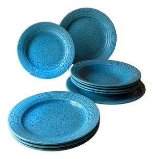 Vintage Blue Speckled Earthenware Plates from Celtic Atlantis, 1970s, Set of 10