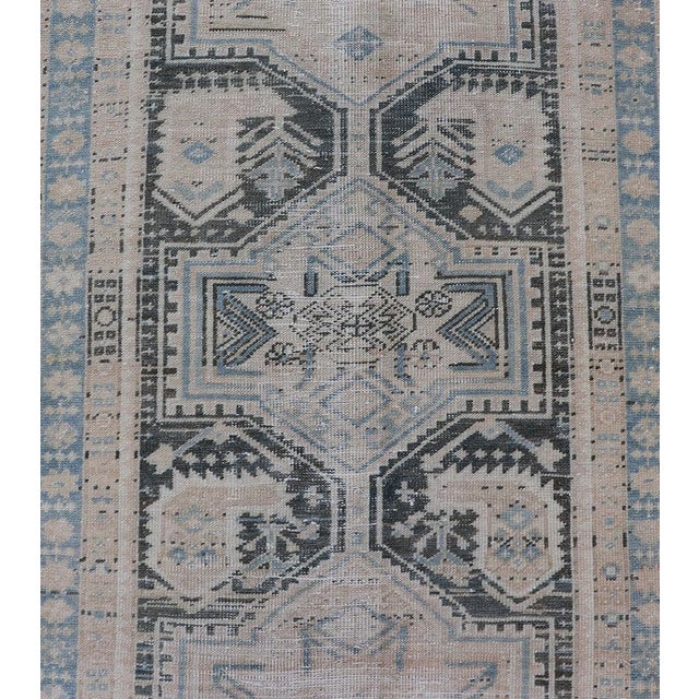 Early 20th Century Antique Persian Hamadan Runner With All-Over Medallion Design in Lt. Blue For Sale - Image 5 of 13
