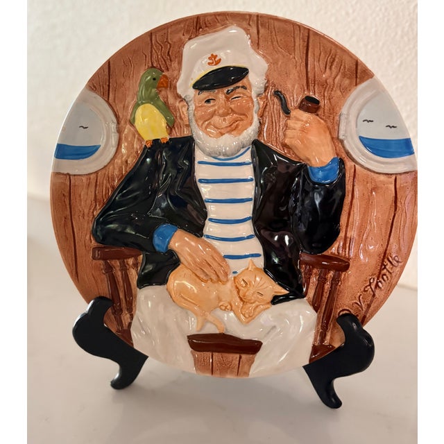Blue 1985 Davenport Pottery "Jack Tar" 3d Relief Ceramic Plate by Douglas v. Tootle For Sale - Image 8 of 8