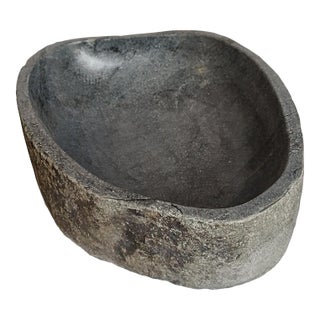 Polished Stone Bowl From Indonesia, Organic Modern Design For Sale