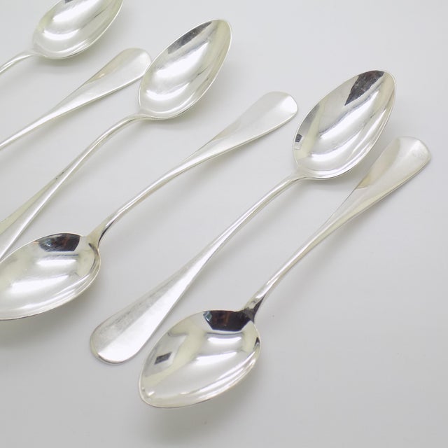 Vintage Italian Handmade Genuine Silver Sugar Spoons, 1970s, Set of 6 For Sale - Image 6 of 15