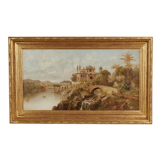 Antique Orientalist India Landscape Oil Painting by Daniel C. Grose For Sale