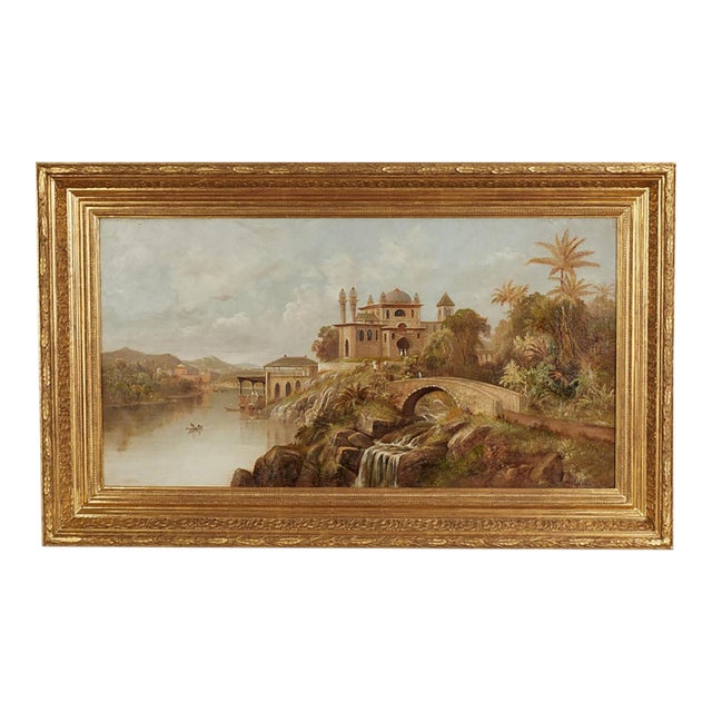 Antique Orientalist India Landscape Oil Painting by Daniel C. Grose For Sale