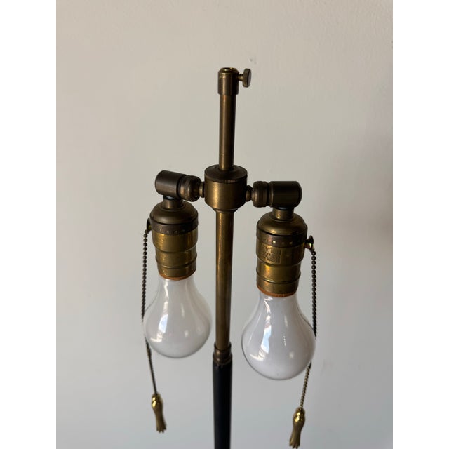 1980s Vintage Metal Tripod Floor Lamps With Double Socket & Brass Pull Chains – A Pair/ Sold For Sale - Image 9 of 12