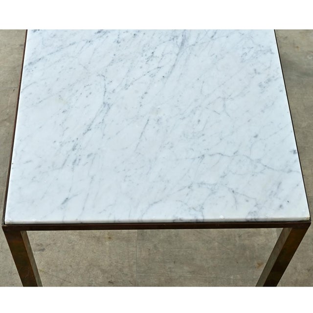 Silver French Early 20th Century White Marble & Brass Coffee Table For Sale - Image 8 of 12