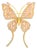 Yellow Gold Butterfly Brooch in 925 Silver Adorned With Marquise Cut Pink Cz Diamonds For Sale