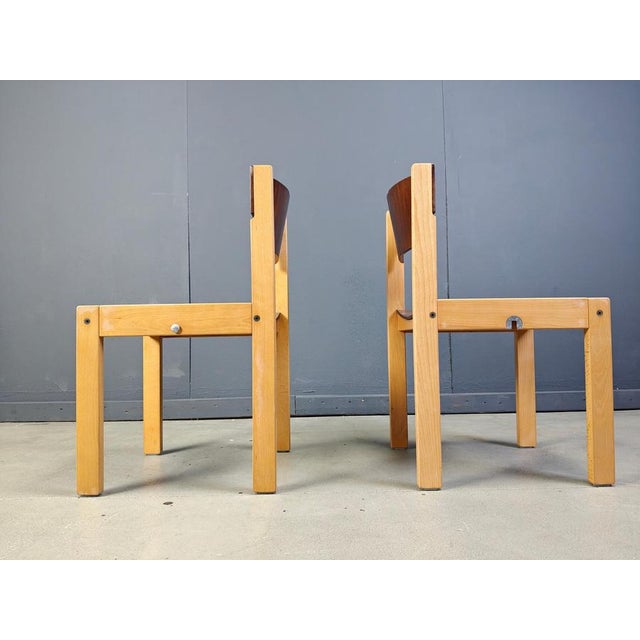Mid-Century Brown and Birch Stacking Chairs in the style of Sven Markelius, 1980, Set of 5 For Sale - Image 3 of 12