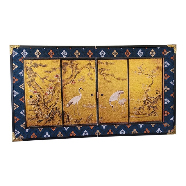 Vintage Japanese Two Panel Mini Table Screen For Sale