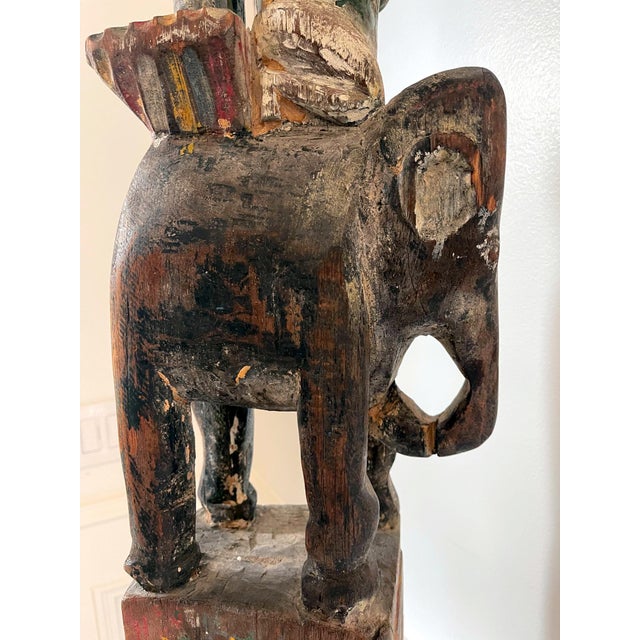 Antique Burmese Architectural Carved and Polychromed Wood Pole Southeast Asia For Sale - Image 11 of 16