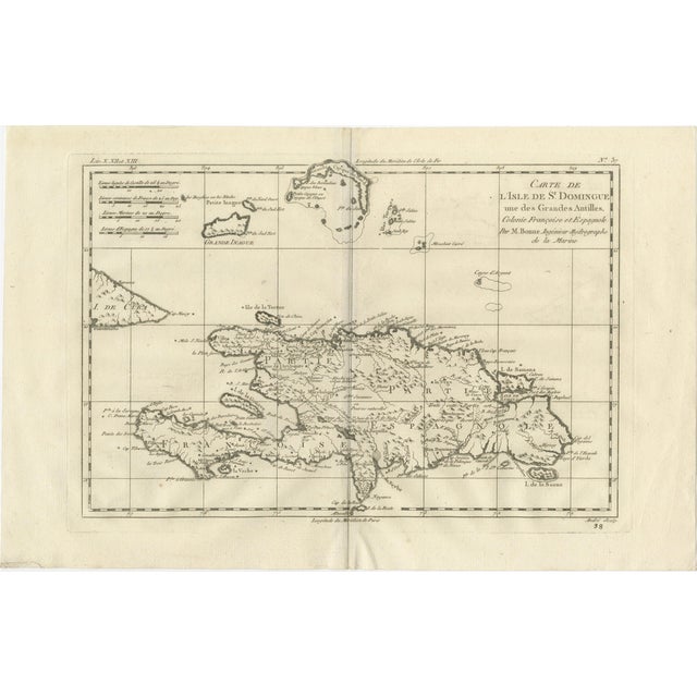 Map of French and Spanish Antilles with Hispaniola St Domingue by Rigobert Bonne, 1780s For Sale