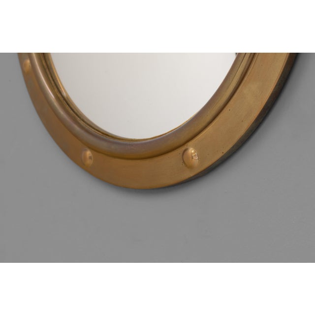 Porthole Mirror in Brass Frame, 1930 For Sale - Image 6 of 7