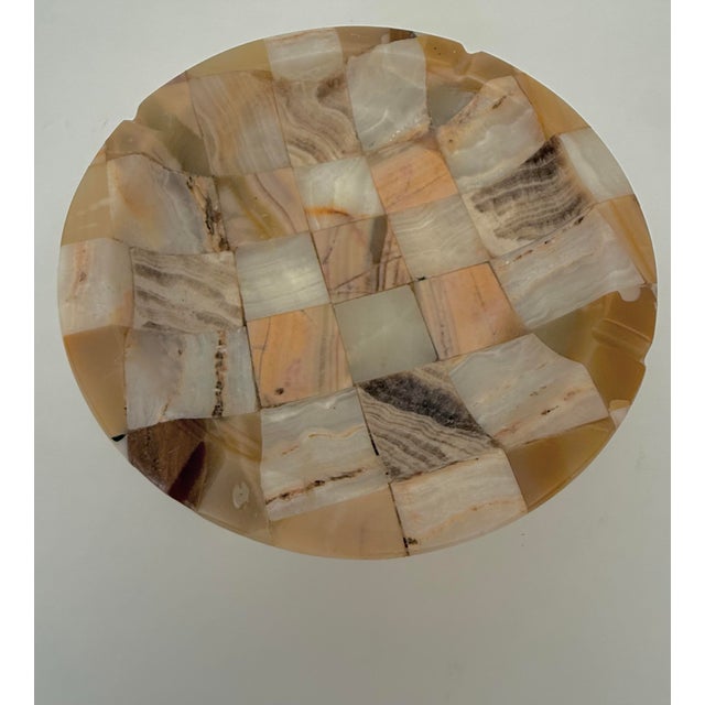 Large Vintage Onyx Checkerboard Pattern Ashtray Catchall For Sale - Image 4 of 10