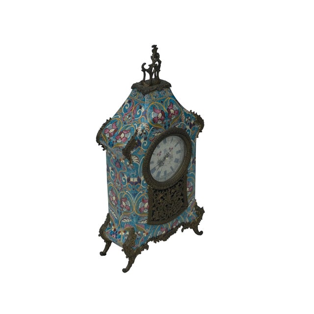 Vintage Chinese Turquoise Ceramic Metal Frame Western Clock Display ...