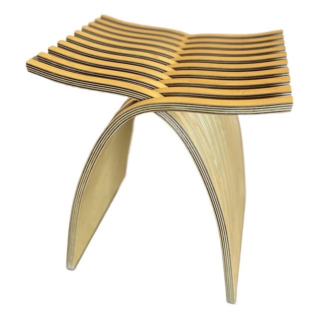 Herman Miller Tan Wood "Capelli" Stool For Sale