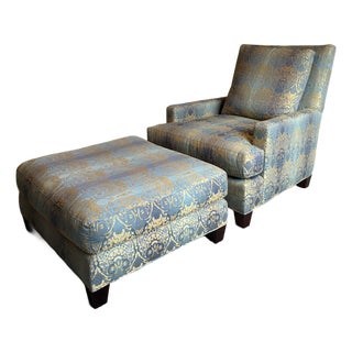 Late 20th Century Baker Furniture Lounge Chair & Ottoman For Sale