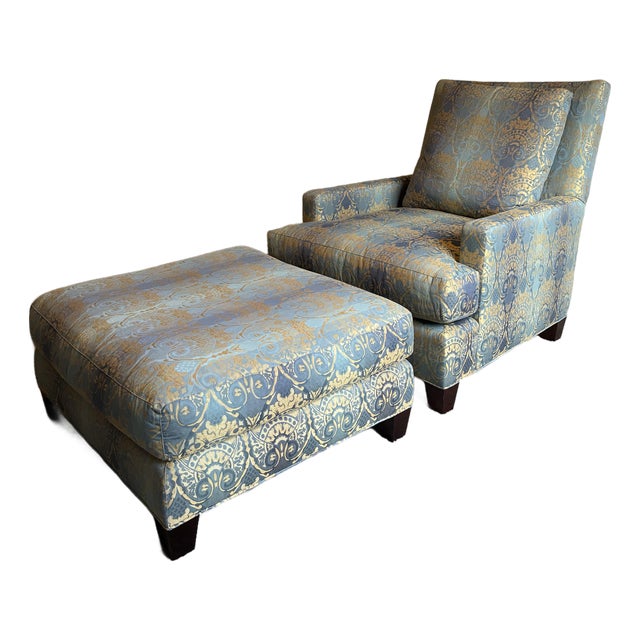 Late 20th Century Baker Furniture Lounge Chair & Ottoman For Sale