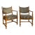 Pair of Mid-Century Scandinavian Modern Beech Lounge Chairs in Striped Upholstery For Sale