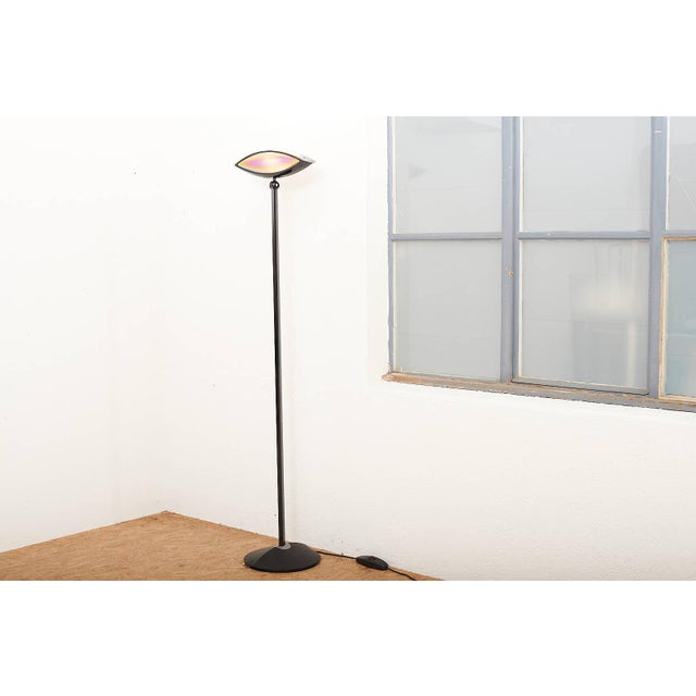 Aeto Floor Lamp with Black and Blue Metal Frame and Glass Eye Halogen Bulb by Fabio Lombardo for Flos, 1988 For Sale - Image 10 of 12