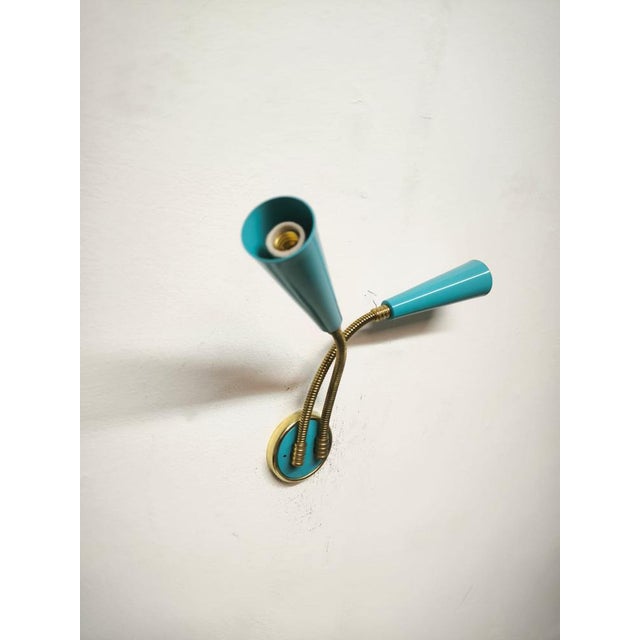 Metal Sputnik Wall Light with Adjustable Brass Arms, 1960s For Sale - Image 7 of 10