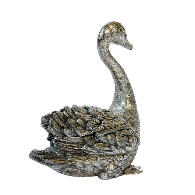 Metal 1880’s Victorian Meriden Britannia Quadruple Plate Figural Swan Covered Vessel For Sale - Image 7 of 9