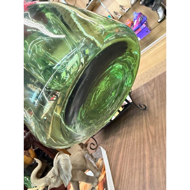 Vintage Italian Demijohn Green Glass Wine Decanter With Plugs and Ice Chamber For Sale In Atlanta - Image 6 of 6