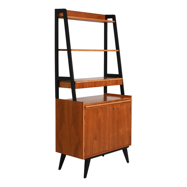 Scandinavian Teak Bookcase with Pull-Out Desk, 1960s For Sale