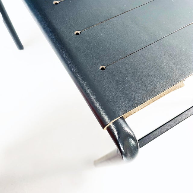 Set of Mid-Century Italian Black Steel Leather Cafè Chairs by Starck for Baleri, 1980s For Sale - Image 9 of 17