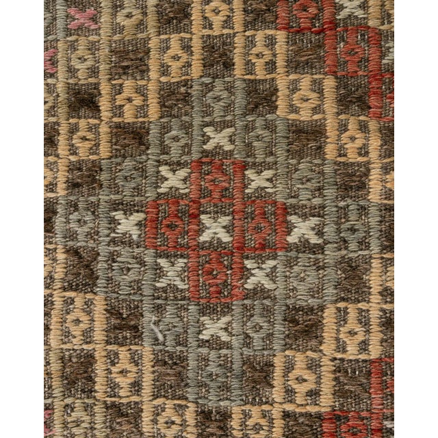 Turkish Vintage Turkish Jajim Flatweave Area Rug 5ft 2in X 9ft 7in For Sale - Image 3 of 10