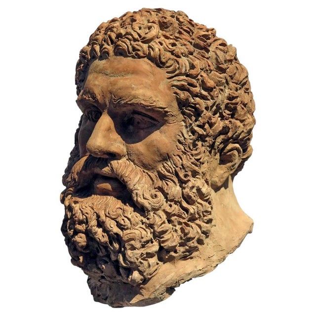 Ceramic Terracotta Head of the Farnese Hercules, 1900s For Sale - Image 7 of 7