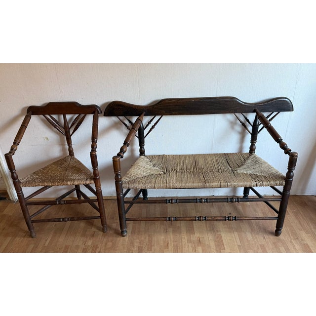 Sofa dimensions: height: 87 cm x 134cm x 42cm Chair dimensions: height: 87cm x 52cm x 39cm